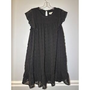 &merci Mini Dress Women Small Black Swiss Dot Ruffle Sleeve Babydoll
